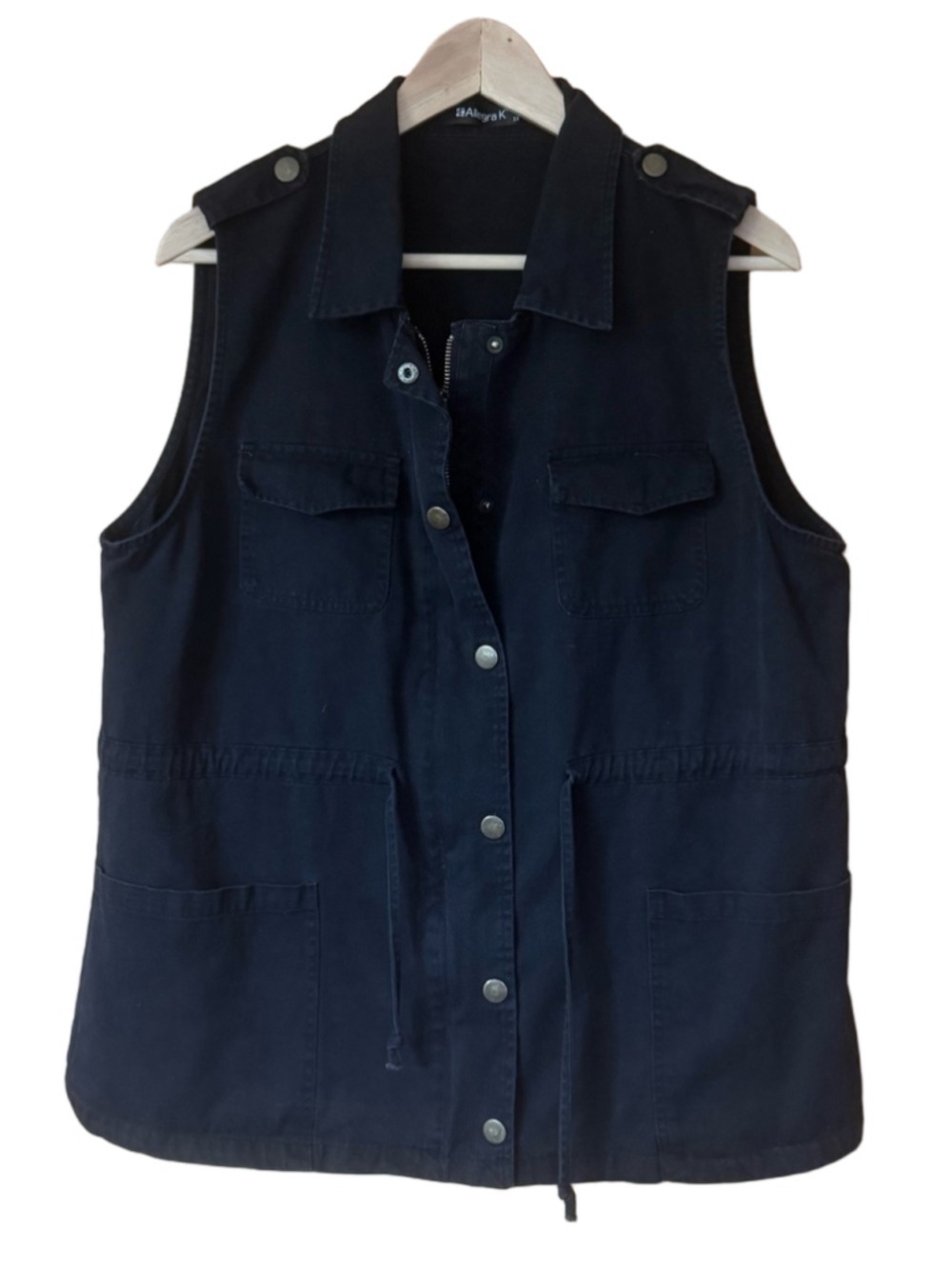 Allegra K Black Utility Vest with Snap and Zip Closure size 1X